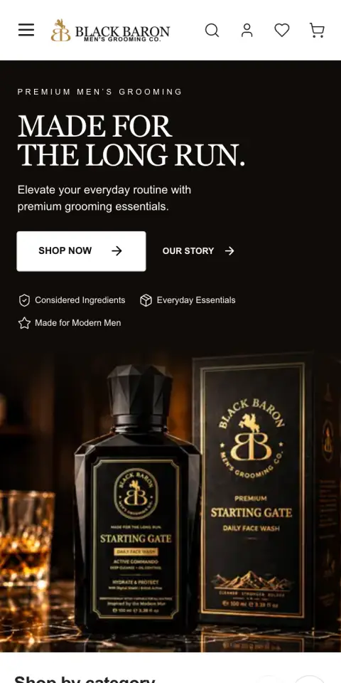 Black Baron store on mobile