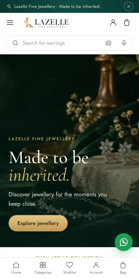 Lazelle Fine Jewellery store on mobile